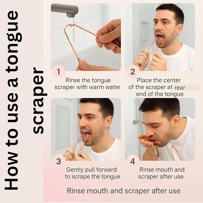 ALADEAN Copper Tongue Cleaner with Case | Copper Tongue Scraper for Adults, Pack of 3 Tongue Cleaner for Oral Care & Hygiene