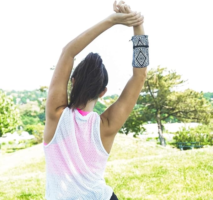 Sprigs Banjees 2 Pocket Wrist Wallet/Wrist Band/Wrist Pocket for Travel, Walking, & Running. Wallet Pouch That Holds Cash, Card, ID's, and More-StrideForce Fitness