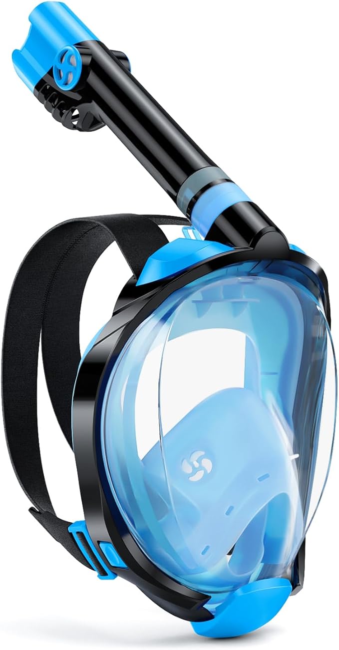 W WSTOO Full Face Snorkel Mask Adults,Suitable for Beginners Dry Top Snorkeling Gear,Can Your Mouth or Nose to Breathe,180 Degrees Panoramic View,Anti-Fog Anti-Leak,Summer Travel and Vacationing Gifts-StrideForce Fitness