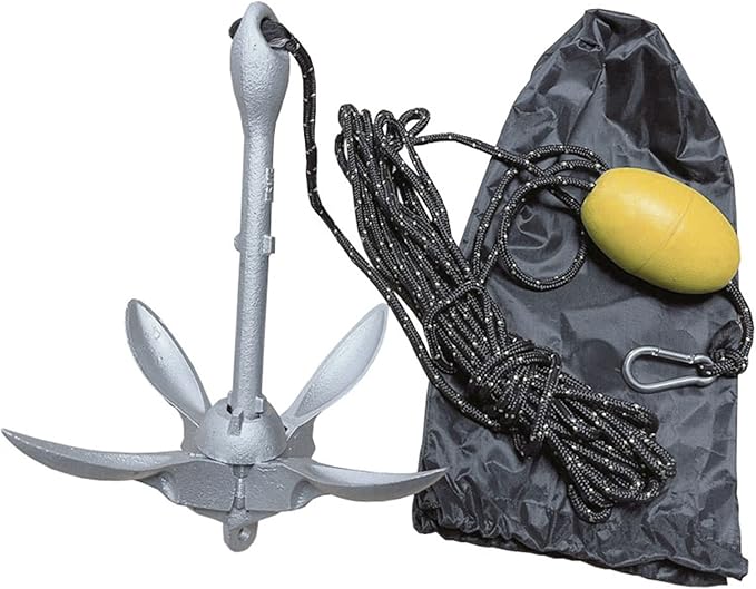 ISURE MARINE 1.5kg/3.5 lbs Boat Anchor ，Kayak Fishing Galvanized Anchor kit， Folding Anchor System for Kayak Canoes Accessories-StrideForce Fitness