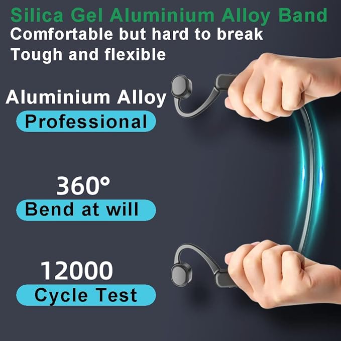 IHAO Swimming Headphones True Bone Conduction Open Ear Headset MP3 Player Built-in 32G Memory IP68 Underwater Waterproof Stereo Bluetooth Earphone for Driving Bicycling Running Skiing-S10 Green-StrideForce Fitness