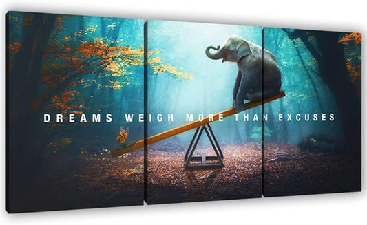 Yetaryy Motivational Poster Inspirational Wall Art 3 Pieces Canvas Painting Lion Artwork for Living Room Office Modern Home Decor Prints Pictures Wall Decor Framed Ready to Hang [48''Wx 24''H]-StrideForce Fitness