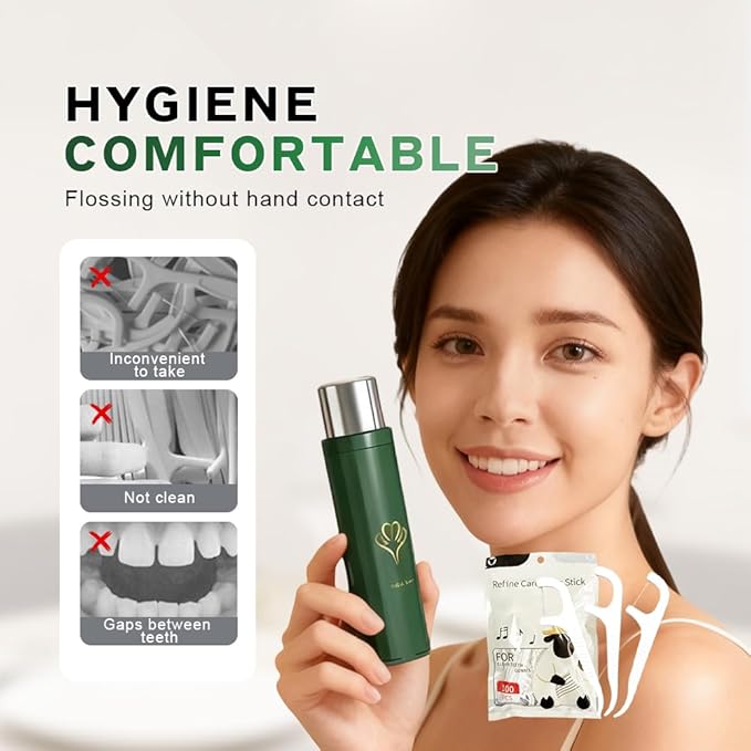 Portable Floss Dispenser with 100 Pcs Dental Floss, Dental Floss Dispenser Dental Floss Picks Case, Automatic Floss Dispenser Floss Organizer for Family Travel (2pcs B)