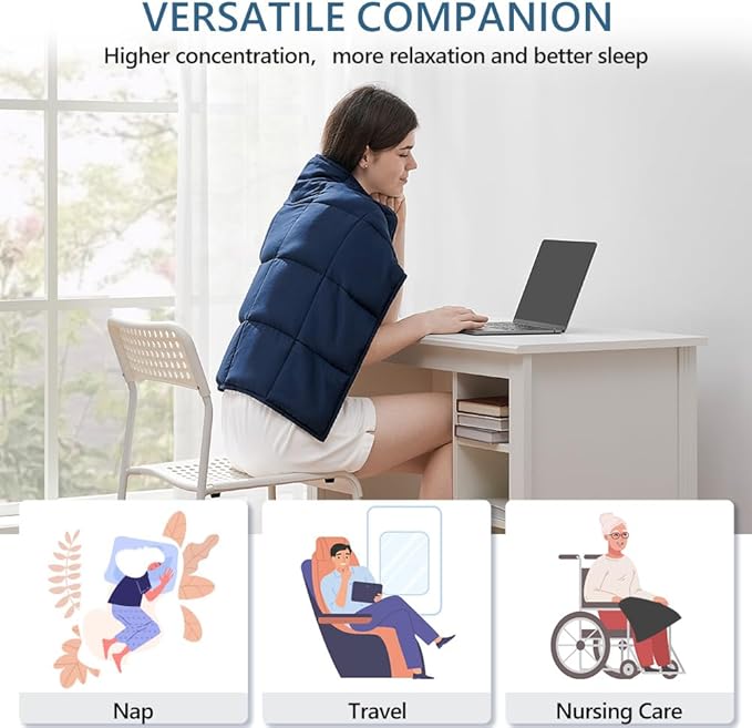 L'AGRATY Weighted Lap Pad 7lb: Small Weighted Blanket for Adults - Cooling, Portable Travel - Washable All-Season (29" x 24")-StrideForce Fitness