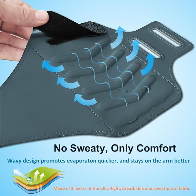 Phone Holder for Running-Arm Band for Running for iPhone & Samsung Galaxy, Cell Phone Armband Holder for Walking, Gym, Workout, Men, Women, w/Adjustable Strap&Zipper Pocket (Black Heather-M)-StrideForce Fitness