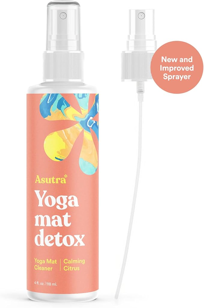 ASUTRA Yoga Mat Cleaner Spray (Calming Citrus), 4 fl oz - No Slippery Residue, Organic Essential Oils, Deep-Cleansing for Fitness Gear & Gym Equipment, Microfiber Towel Included-StrideForce Fitness