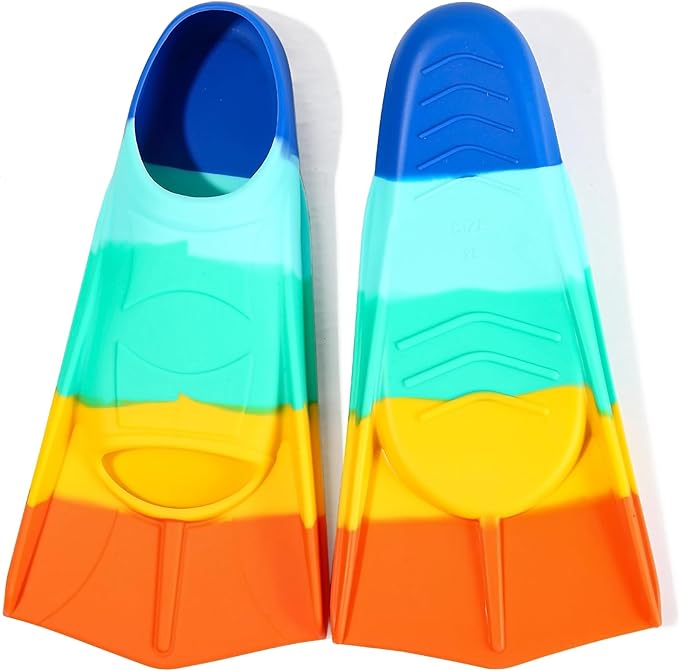 Kids Swim Fins,Short Kids Fins Youth Swimming Flippers for Lap Swimming Training for Children Girls Boys Beginners-StrideForce Fitness