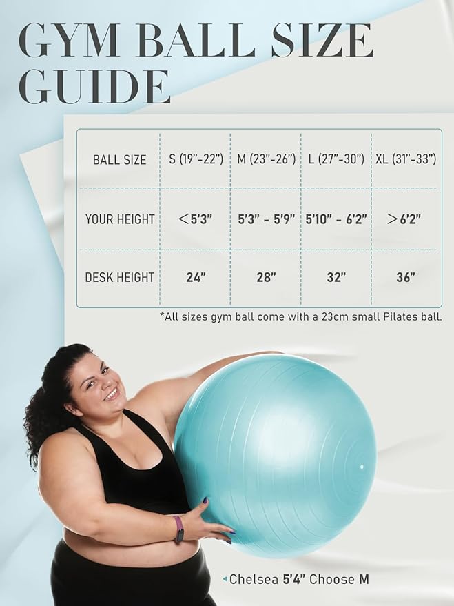 Yoga Ball for Exercise, Pilates Set, 4 Sizes Fitness Ball for Workout, Birthing, Pregnancy, Physical Therapy- Pump Included-StrideForce Fitness