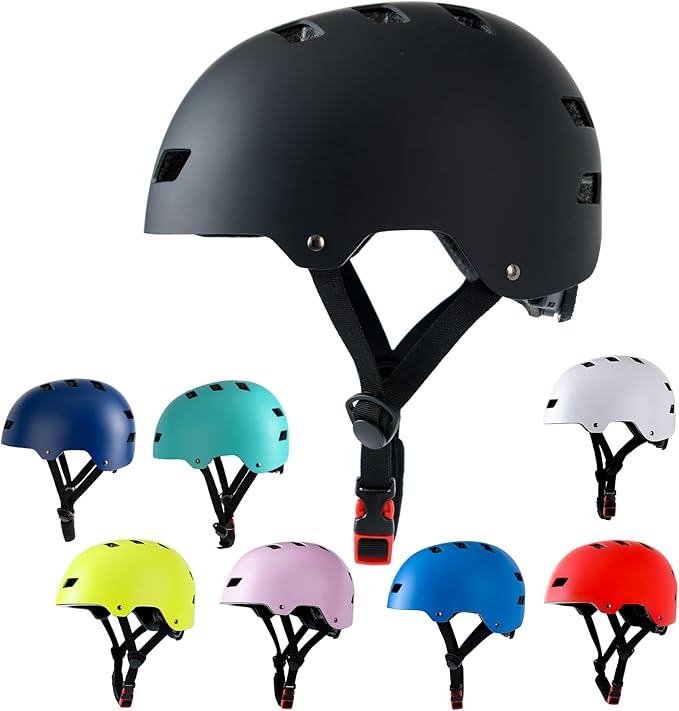Bike Helmet 3 Sizes for Teenager Kids Youth Adults,Bavilk Skateboard Helmet Adjustable Multi-Sport Bicycle Cycling Scooter Roller Skate Inline Skating Rollerblading for Girls Boys Women Men Teen-StrideForce Fitness