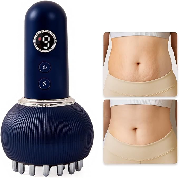 Lymphatic Drainage Massager & Anti Cellulite Massage Tool, Reduce Stretch Marks & Cellulite, for Legs, Arms & Belly, Body Sculpting Machine with Microcurrent, Light, Heat & Vibration,Blue-StrideForce Fitness