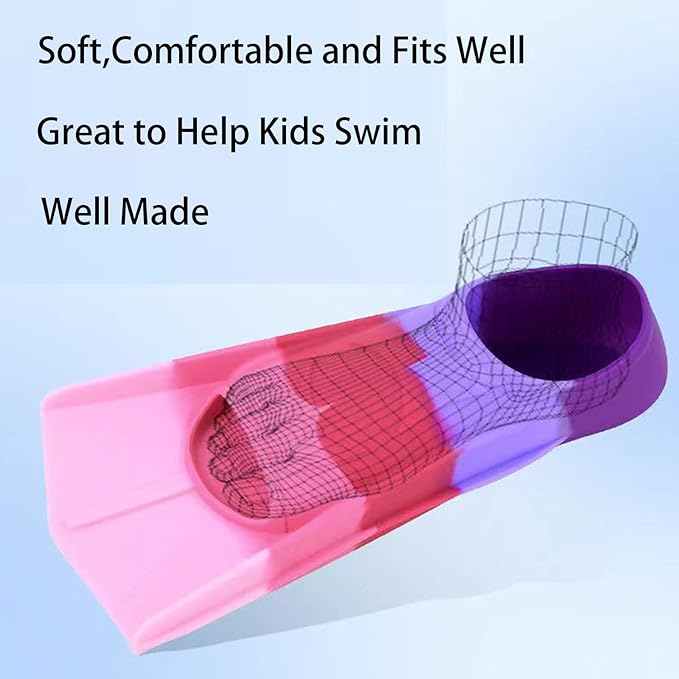Kids Swim Fins,Short Kids Fins Youth Swimming Flippers for Lap Swimming Training for Children Girls Boys Beginners-StrideForce Fitness