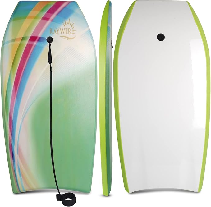 Body Board Lightweight with EPS Core, HDPE Slick Bottom, Leash & Adjustable Wrist Rope, Great Surfing for Kids and Adults-StrideForce Fitness