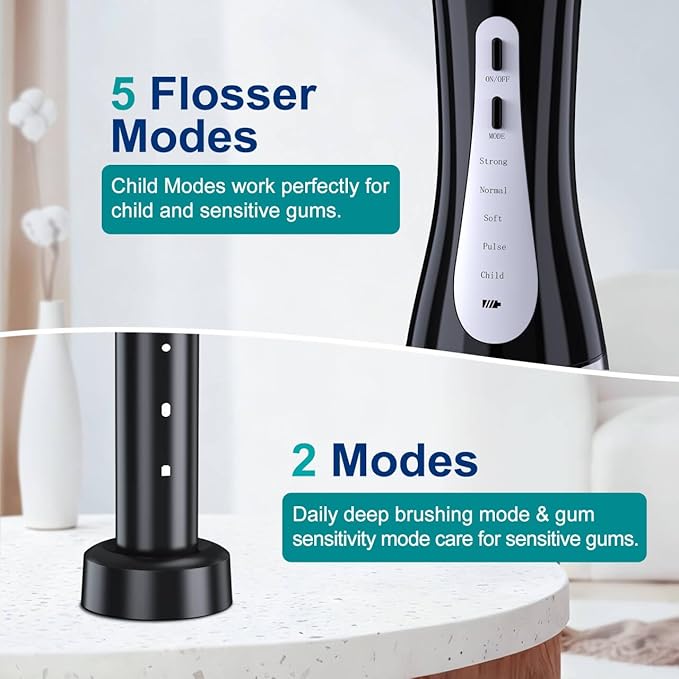 Water Dental Flosser and Electric Toothbrush Combo - Portable Oral Clean Kit for Teeth Cleaning, Braces & Gums Care