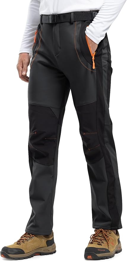 Rdruko Men's Snow Ski Pants Waterproof Insulated Winter Outdoor Snowboard Hiking Fleece Pants with Belt-StrideForce Fitness