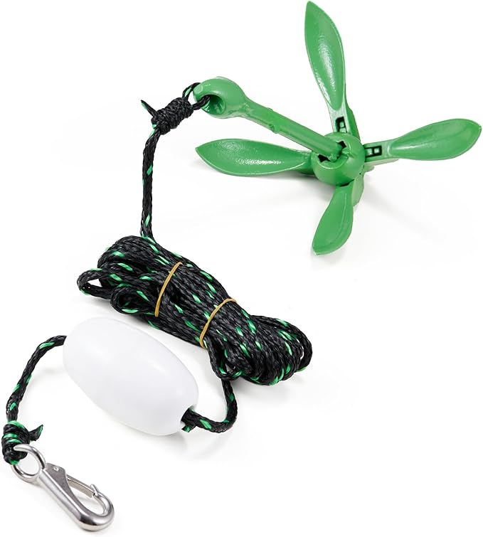 VEVOR Kayak Anchor Kit, 3.5 lb Paddle Board Anchor Kit with 26.2 ft/8 m Rope and Buoy, Folding Small Boat Anchor with Storage Bag and Snap Hook, Kayak Accessories for Kayaks, Small Boats, Canoes-StrideForce Fitness