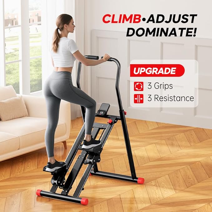 Stair Stepper for Home Gym Exercise, New Version Vertical Climber Machine for Full-Body Workout,Resistance Three-Speed Adjustment, Compact Folding Cardio Exercise Climber-StrideForce Fitness
