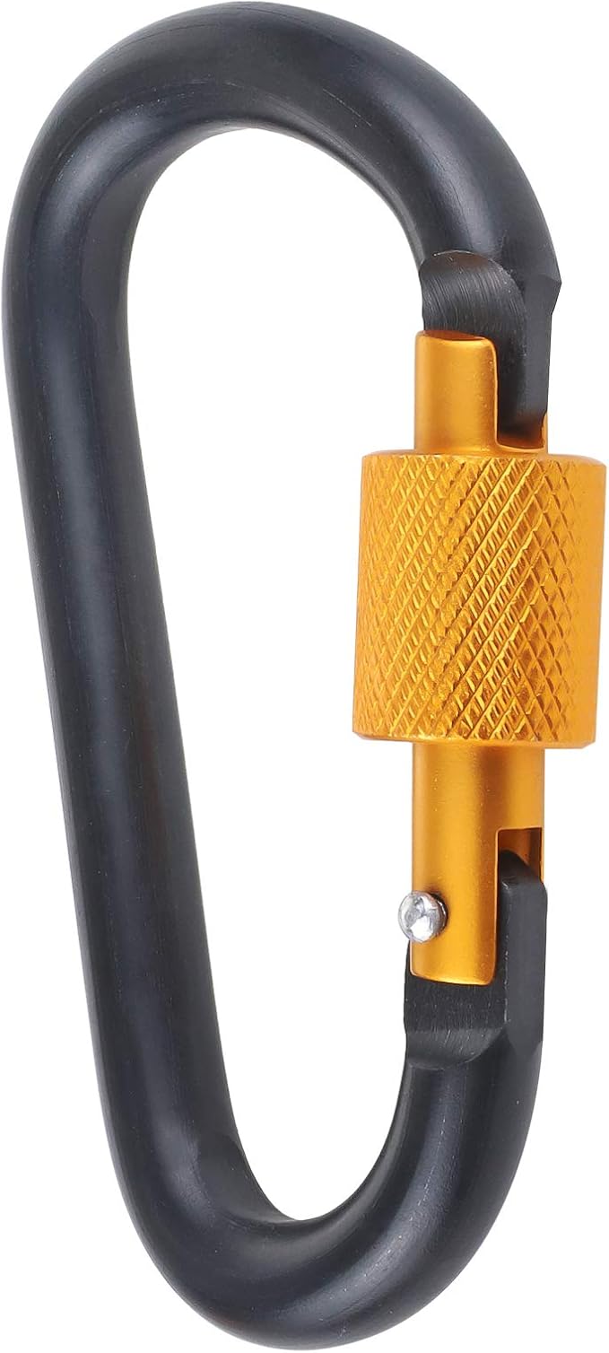 10 Pack Aluminum D Ring Key Rings Hiking Clips Locking Carabiner for Hiking Camping Fishing and Outdoor Use，Clips with Screw Gate Multicolored-StrideForce Fitness