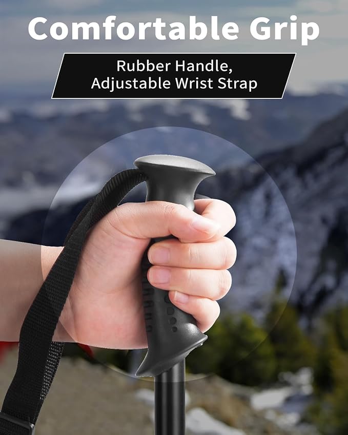 AISUNOURDOOR Lightweight Adjustable Trekking Poles, Aluminum Collapsible Travel Hiking or Walking Sticks for Women Children, with One Disposable Raincoat-StrideForce Fitness