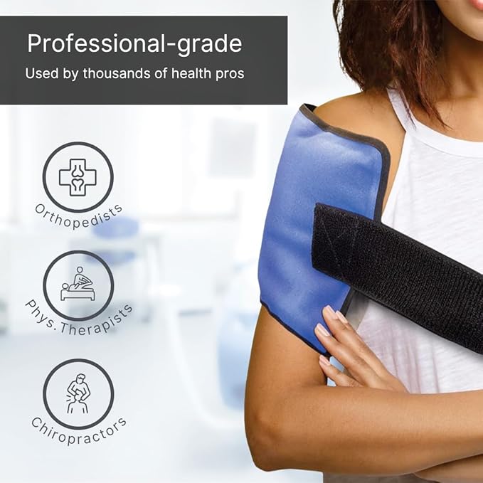 FlexiKold Reusable Gel Large Ice Pack with Straps – Cold Compress Gel Cold Pack for Injuries – Flexible Medical Ice Wrap for Back, Shoulders, Legs, Knees, Sciatica, Muscle Pain – Standard-StrideForce Fitness