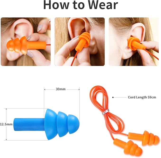 Ear Plugs for Swimming, Soft Ear Plugs for Sleeping Noise Cancelling, Reusable Ear Plug for Noise Reduction, Ear Protection, Silicone Earplugs for Swimming, Sleeping, Snoring, Work, Concerts, 6 Pairs-StrideForce Fitness