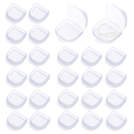 60PCS Retainer Case with Vent Holes,Transparent Color Denture Case,Portable Multi-Purpose Mouthguard Storage for Travel Home Office Business Trip