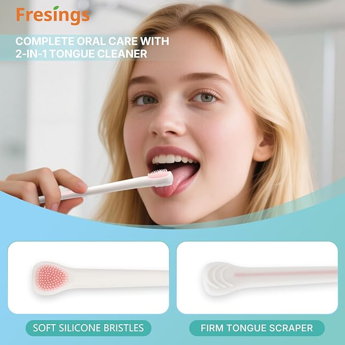 10-Pack Ultra Soft Toothbrushes for Sensitive Gums, Extra Soft Bristles, Built-in Tongue Scraper, Individually Wrapped Manual for Adults & Kids, Travel, Home, Guest, Braces, 5 Colors