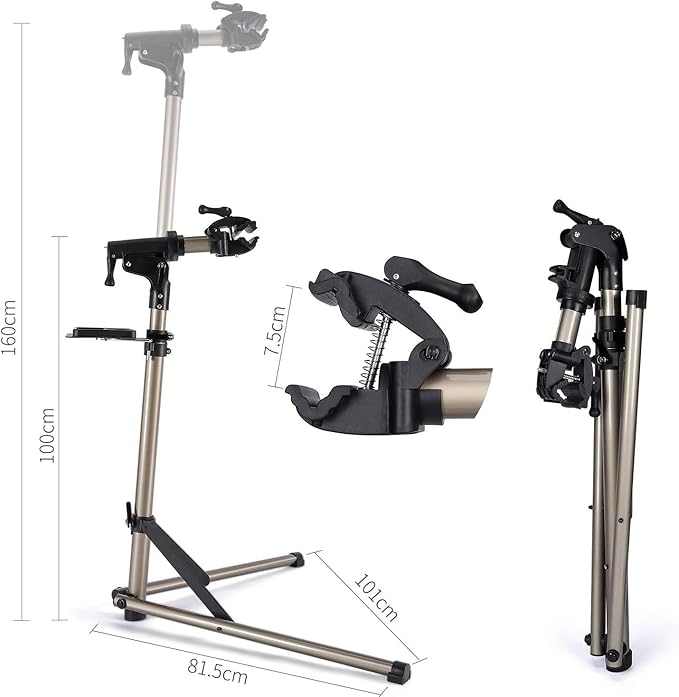 CXWXC Bike Workstand with Adjustable, Bicycle Repair Stand for Maintenance Folding and Lightweight (Champagne-3)-StrideForce Fitness