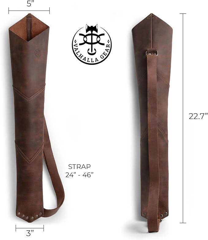 Back Arrow Archery Quiver, Vintage Holder for Shooting Practice, Training, Full Grain Leather, Handmade Archer Accessories, Bourbon Brown-StrideForce Fitness
