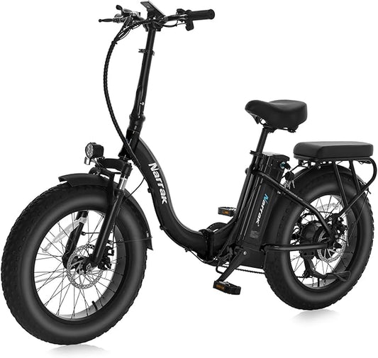 Fat Tire Folding Electric Bike, 48V & 624Wh Lithium Removable Battery, Peak 1100W Brushless Motor, Max Speed 28Mph, M5 Large LCD Display, Suspension, Step-Over/Thru Frame-StrideForce Fitness