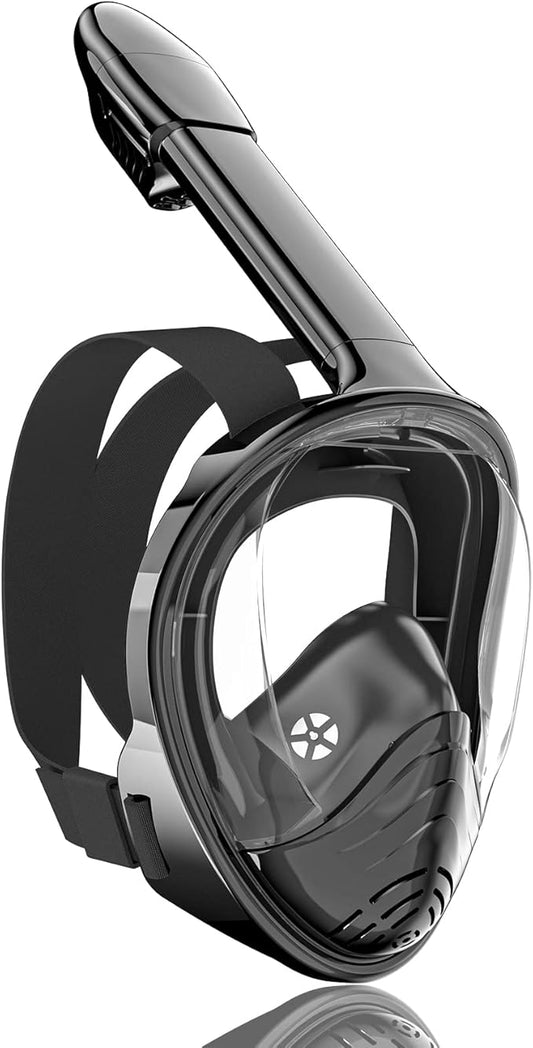 QingSong Full Face Snorkel Mask for Adults, Snorkeling Gear with Camera Mount, 180 Degree Panoramic View Snorkel Set Anti-Fog Anti-Leak-StrideForce Fitness