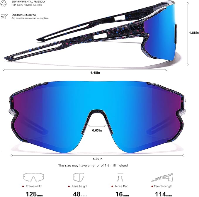 Kids Baseball Sunglasses for Boys Girls Youth Softball Cycling Sports Sunglasses UV400 Protection Age 5-12-StrideForce Fitness