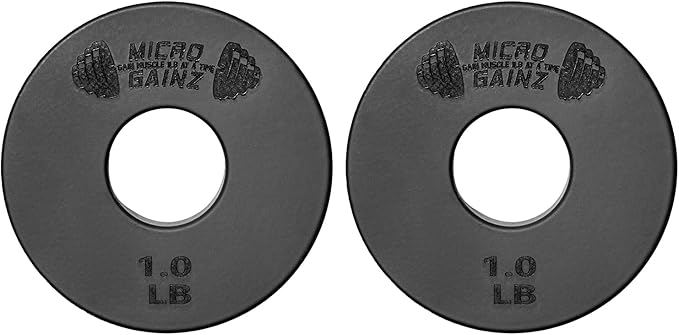 Micro Gainz Standard 1-Inch Center Hole Weight Plates, Set of 2 Black Fractional Plates Choose Set (.25LB-1.25LB), Designed for Standard 1-inch Barbells & Dumbbells, Made In USA-StrideForce Fitness