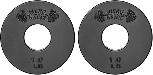 Micro Gainz Standard 1-Inch Center Hole Weight Plates, Set of 2 Black Fractional Plates Choose Set (.25LB-1.25LB), Designed for Standard 1-inch Barbells & Dumbbells, Made In USA-StrideForce Fitness