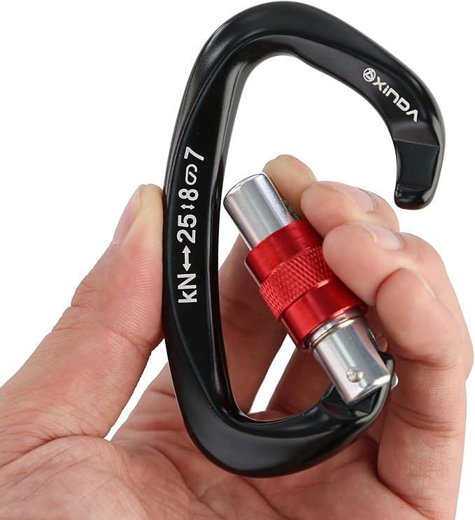 Screwgate Locking Carabiner Clip - Professional Rock Climbing Carabiner Screw Lock,Heavy Duty Carabiners for Climbing,Mountaineer,Hammock,Camping,Outdoor Equipment-StrideForce Fitness