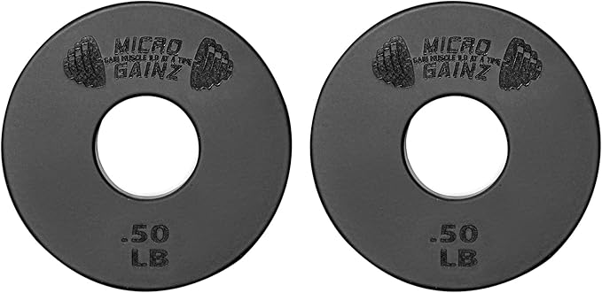 Micro Gainz Standard 1-Inch Center Hole Weight Plates, Set of 2 Black Fractional Plates Choose Set (.25LB-1.25LB), Designed for Standard 1-inch Barbells & Dumbbells, Made In USA-StrideForce Fitness