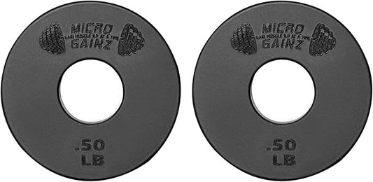 Micro Gainz Standard 1-Inch Center Hole Weight Plates, Set of 2 Black Fractional Plates Choose Set (.25LB-1.25LB), Designed for Standard 1-inch Barbells & Dumbbells, Made In USA-StrideForce Fitness