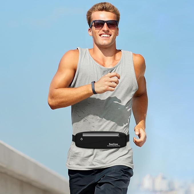 Slim Fanny Packs for Women Men,Waterproof Waist Pack with Reflective Strip Adjustable Strap,Running Belt for Sports Workout Cycling Hiking, Casual Hands-Free Wallets Phone Bag (Style 6)-StrideForce Fitness