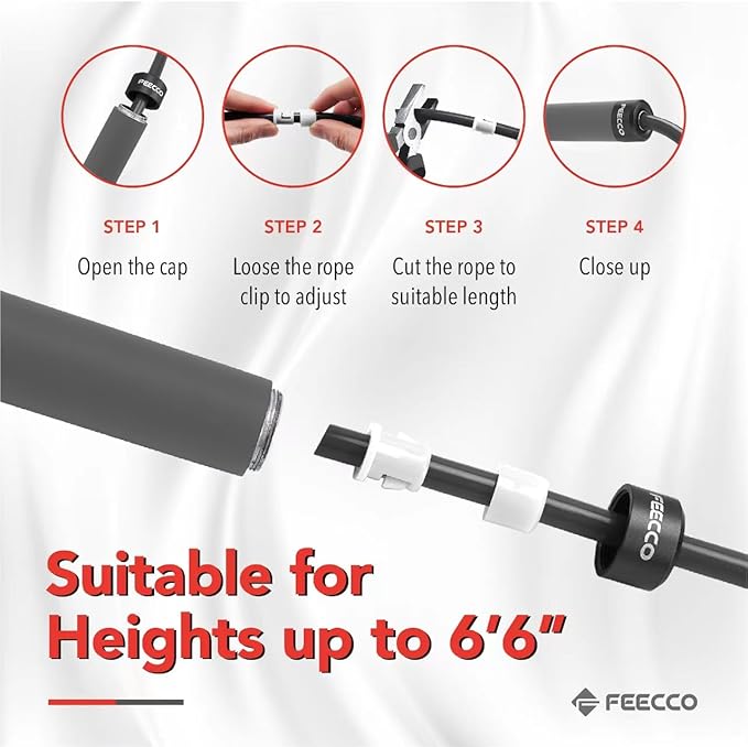 FEECCO Weighted Jump Rope - Heavy PVC Ropes with Metal Handles and Ball Bearings-StrideForce Fitness