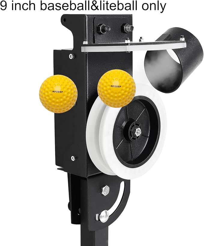 Lite 9” Baseball Pitching Machine - Adjustable Speed & Angle,45MPH Lightweight & Portable, Perfect for Hitting and Fielding Training-StrideForce Fitness