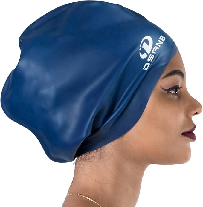 Dsane Extra Large Swimming Cap for Women and Men,Special Design Swim Cap for Very Long Thick Curly Hair&Dreadlocks Weaves Braids Afros Silicone Keep Your Hair Dry-StrideForce Fitness