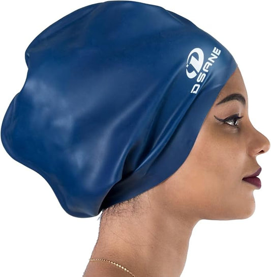 Dsane Extra Large Swimming Cap for Women and Men,Special Design Swim Cap for Very Long Thick Curly Hair&Dreadlocks Weaves Braids Afros Silicone Keep Your Hair Dry-StrideForce Fitness