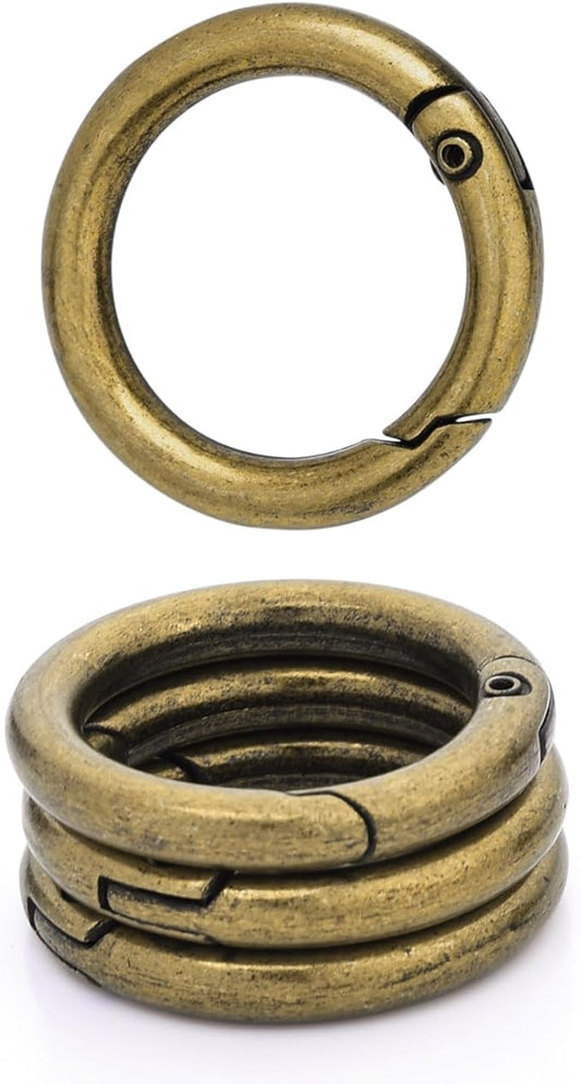 10 Pack 3/4 Inch Trigger Spring O Rings, Metal Round Carabiner Clip Snap Hook, Spring Keyring Buckles for Replacement Purse Strap, Paracord Lanyard Clips, Keychain Rings Hardware DIY Crafts Making-StrideForce Fitness