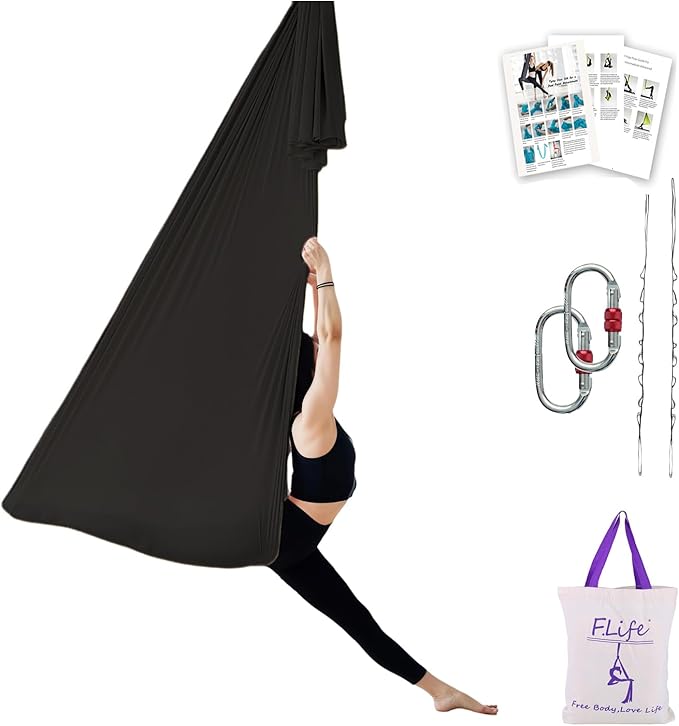 F.Life Aerial Silk Yoga Hammock & Swing for yoga Inversion,Strength training,starter hardware kit-StrideForce Fitness