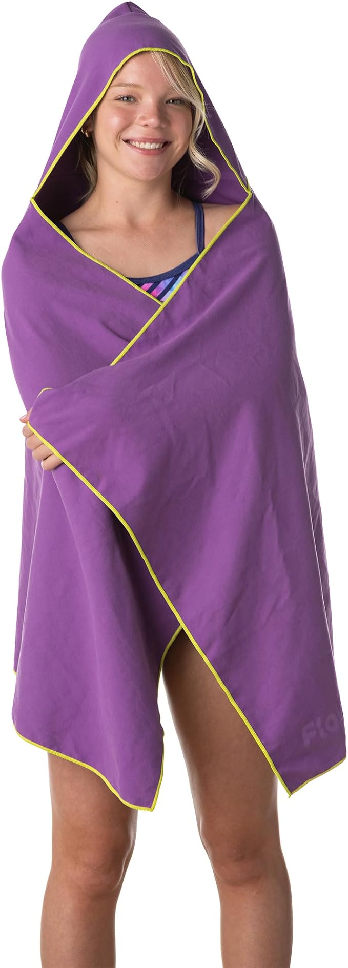 Flow Hydro Sport Towel - Microfiber Quick Dry Swimming Towels for Swim, Pool, Triathlon, and Other Water Sports in Medium, Large, Extra Large, and Hooded Sizes (Purple, Large w/Hood)-StrideForce Fitness