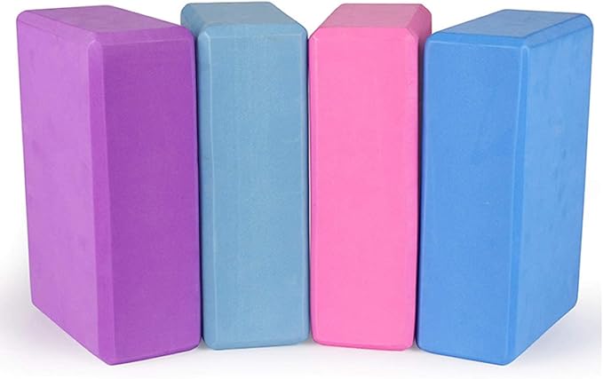 Yoga Blocks 9''x6''x3'', 4 Pack High Density Yoga Brick Foam Blocks to Improve Strength, Flexibility and Balance, Light Weight and Non-Slip Surface for Yoga, Pilates and Meditation-StrideForce Fitness