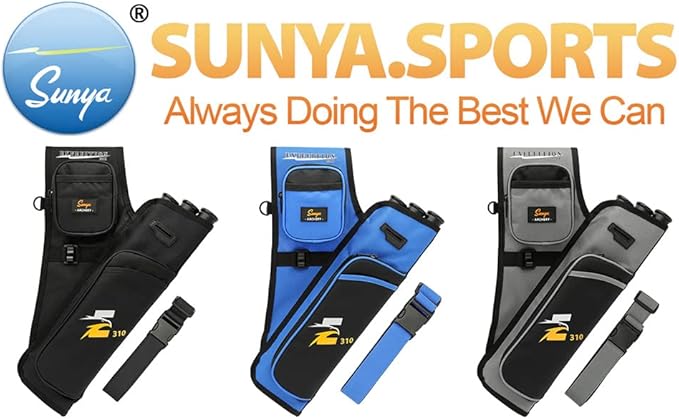 SUNYA Archery Hip Quiver for Arrows. Includes 3 Tubes Arrow Holder, Accessories Pockets and Waist Belt. Fit for Compound and Recurve Bow Practice.-StrideForce Fitness