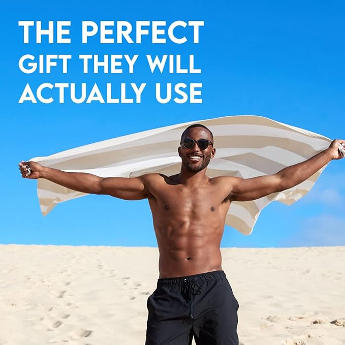 Dock & Bay Customized Beach Towel - Quick Dry, Sand Free - Compact, Lightweight - 100% Recycled - Includes Bag - Cabana - Bora Bora Beige - Large-StrideForce Fitness