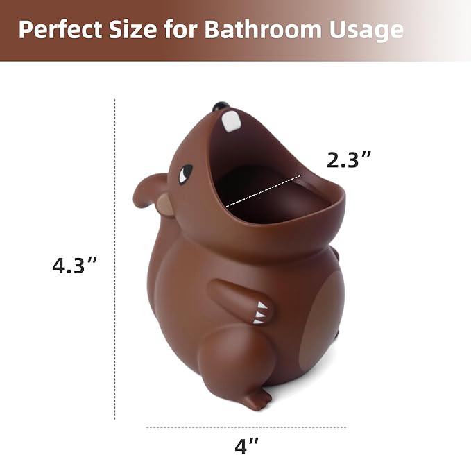 Kids Toothbrush Holder Toothbrush Organizer – Durable Silicone Animal Tooth Brush Holder – Easy to Clean Toothbrush and Toothpaste Holder – Toothbrush Holders for Bathrooms by Lily’s Home - Squirrel