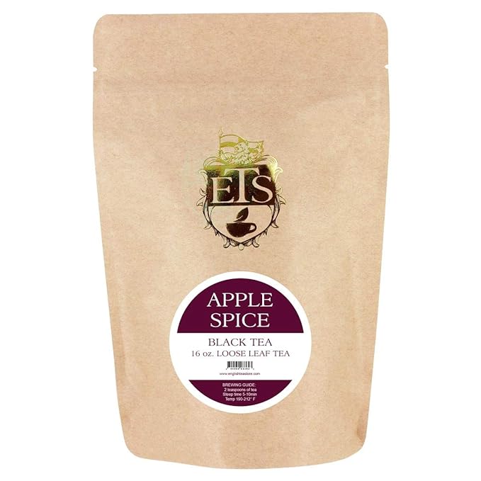 English Tea Store Loose Leaf, Apple Spice Flavored Black Tea Pouches - 4oz, 4 Ounce-StrideForce Fitness