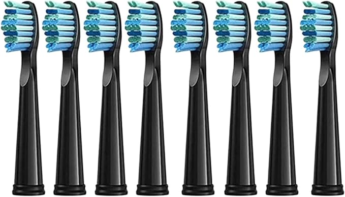 Replaceable Brush Heads Bristle Refill ，Compatibility for Seago/Fairywill Electric Toothbrush FW/SG 507/508/515/551/917/959(Black 8)